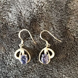 Tanzanite sterling silver earrings